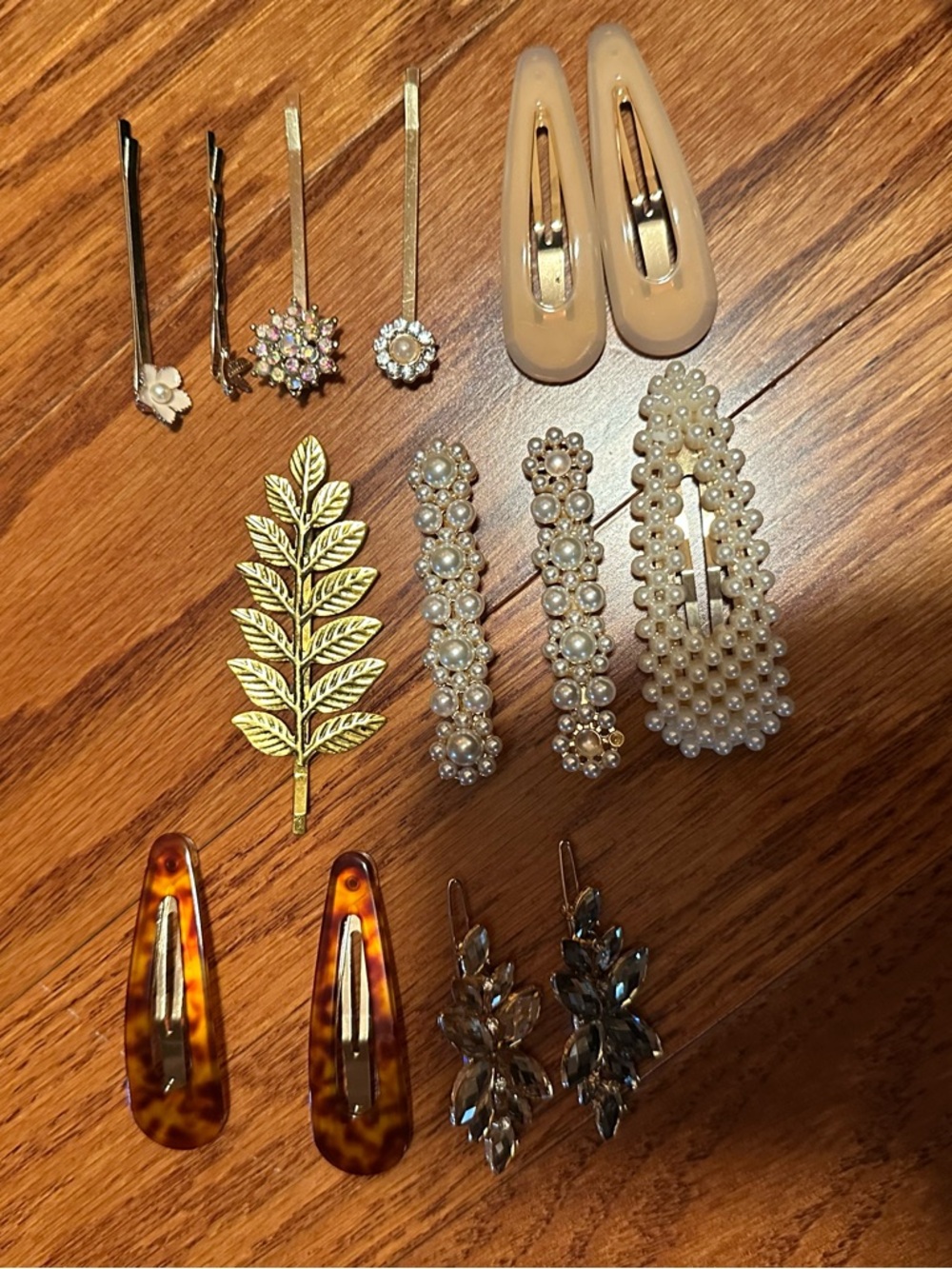 Mixed Hair Clip Set - Pearl, Tortoiseshell & Gold Leaf w/ headband